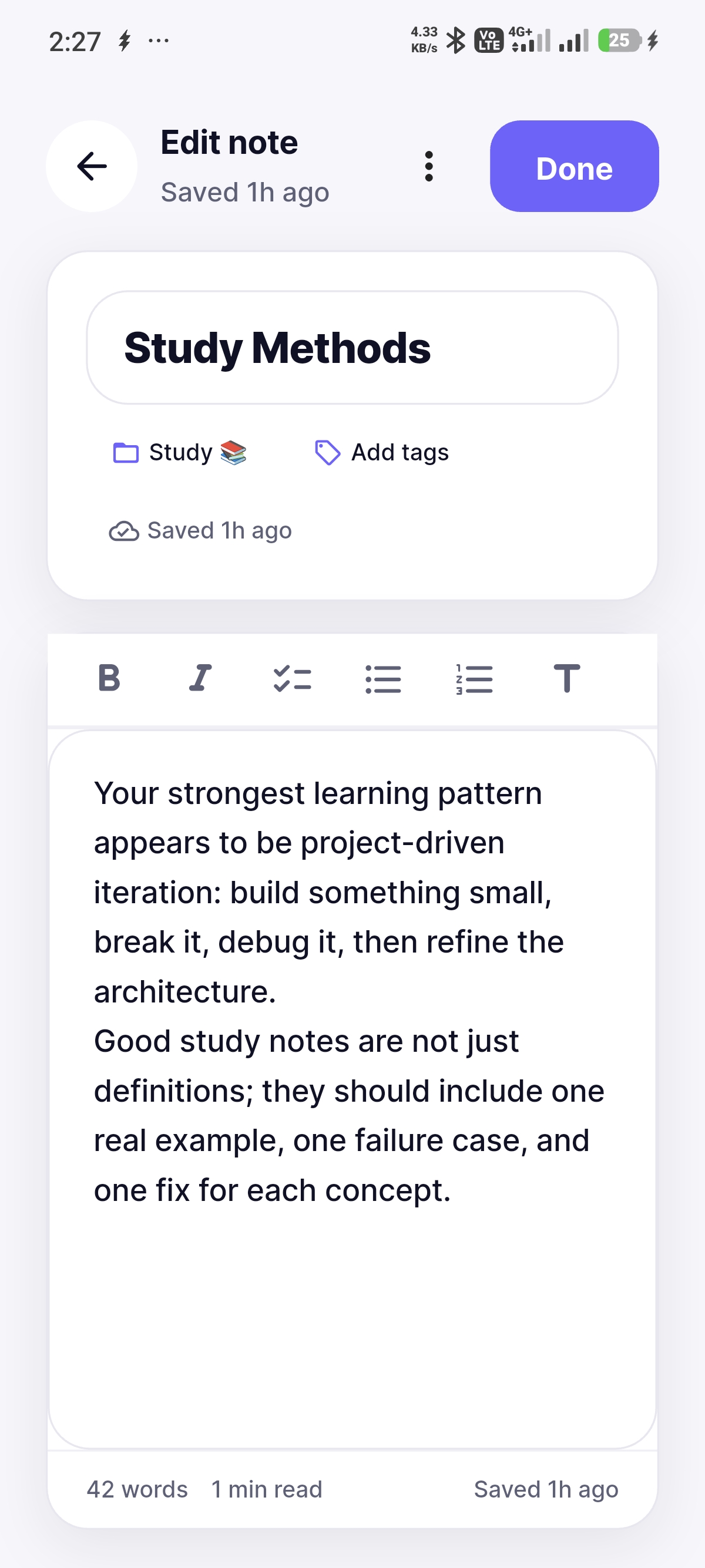 ThinkNote Settings Menu
